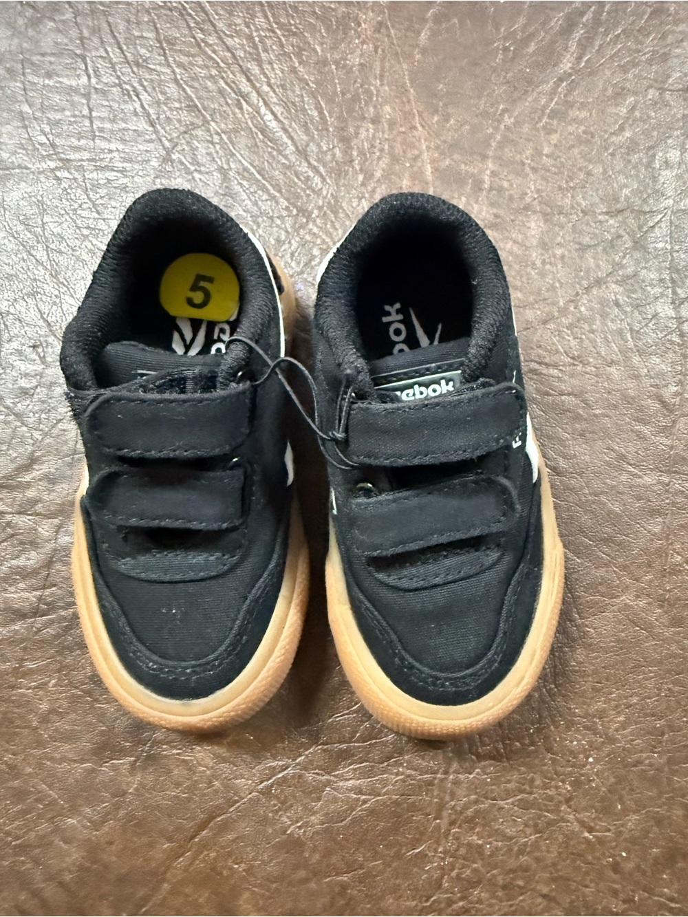 Reebok Kids Black Velcro Sneakers with Gum Outsole